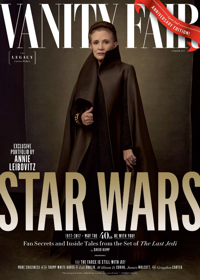 The late Carrie Fisher looks regal as Princess Leia