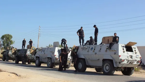 Egyptian security forces are seen in the Sinai peninsula, where they have been battling an insurgency led by a Daesh-affiliated group. (AFP/File)