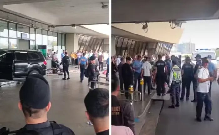Video: Car crashes into entrance of Manila's airport, killing 2