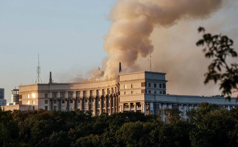 Russian airstrike hits Ukraine government building in Kyiv