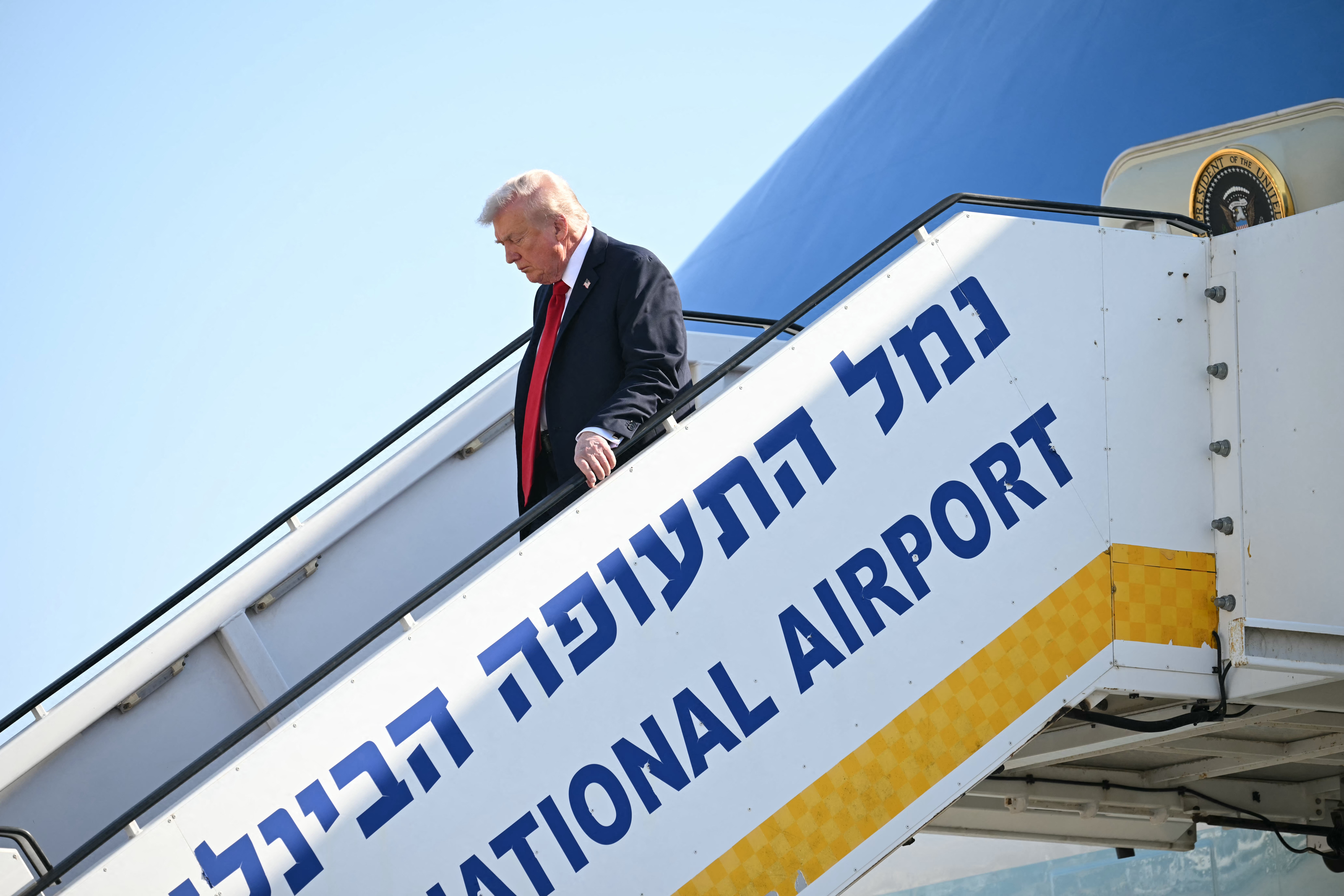 Donald Trump arrives in Tel Aviv