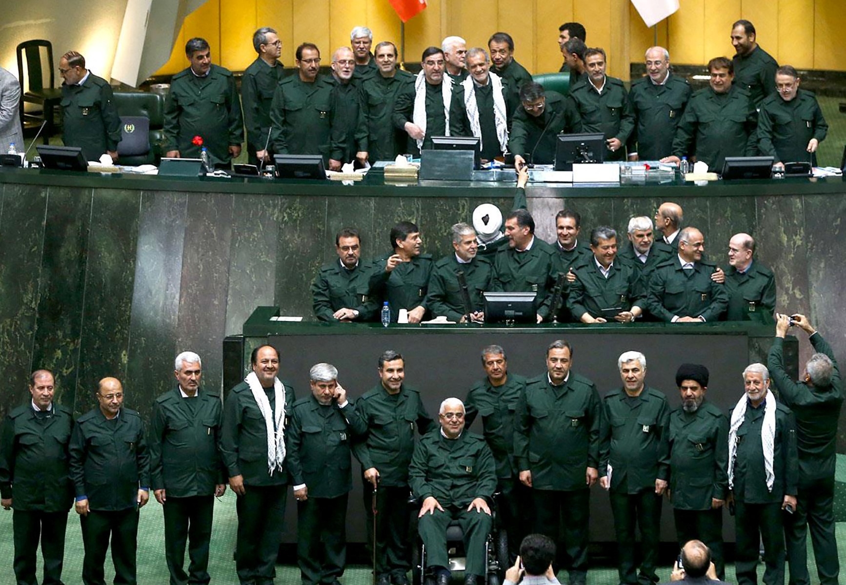 Iranian lawmakers attend parliament in IRGC uniform, chant 'Death to America'