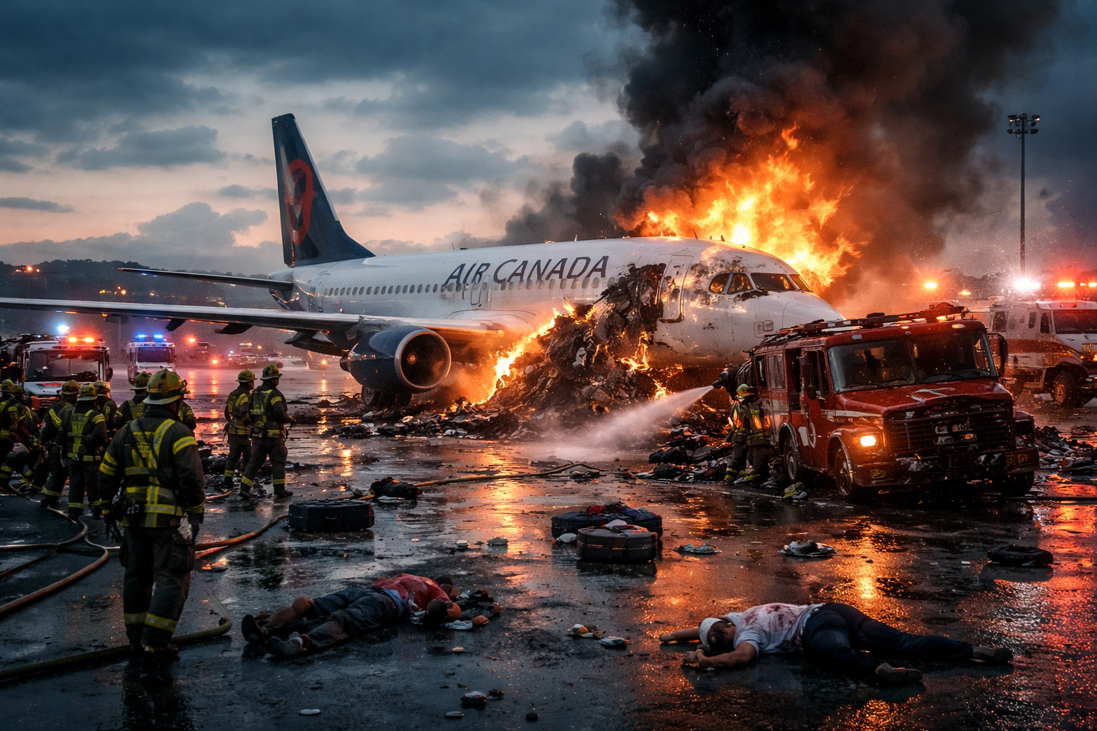 تصادم عنيف بين طائرة وشاحنة إطفاء في مطار معروف