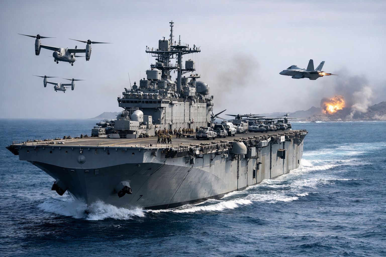 سفينة USS-Tripoli:نحو الشرق الأوسط لإنزال بري إنتحاري