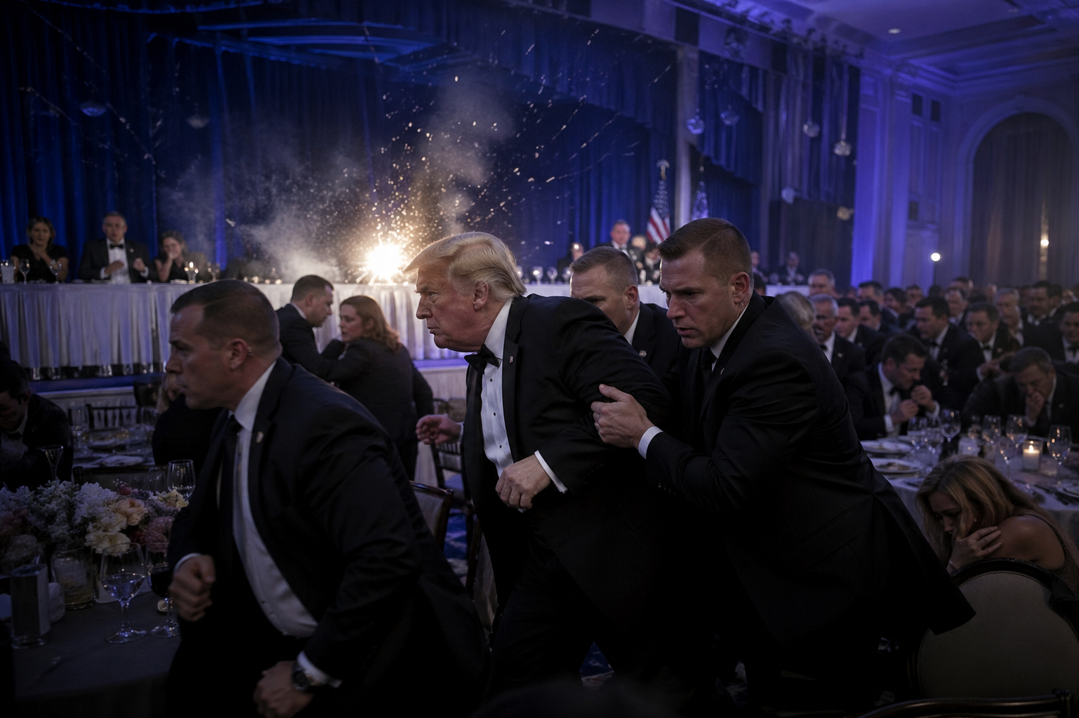 فيديو: لحظة إطلاق النار على ترامب في حفل عشاء