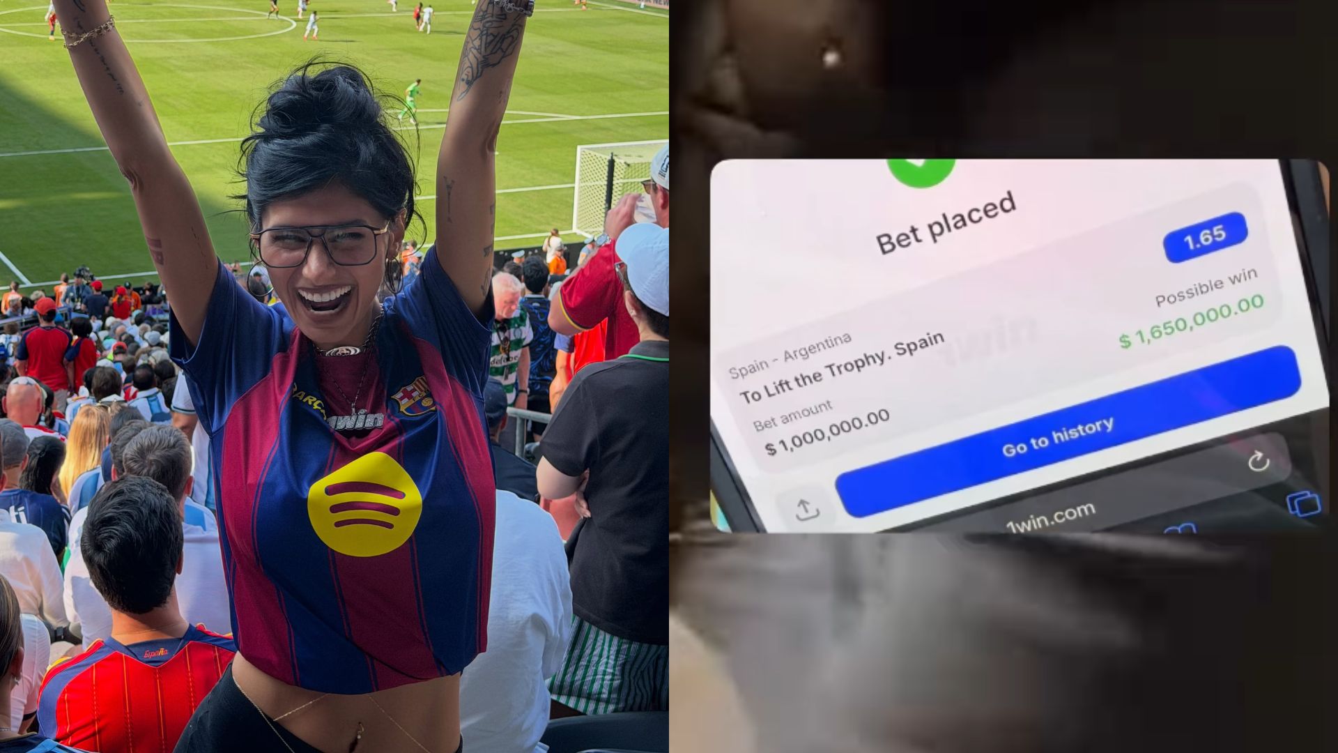 Mia Khalifa wins her $1 million bet in Spain vs. Argentina WC gamble