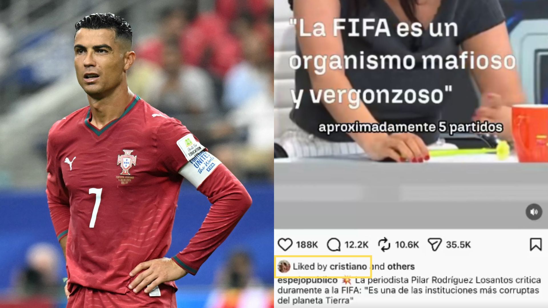 Ronaldo likes video accusing FIFA of corruption for Argentina bias