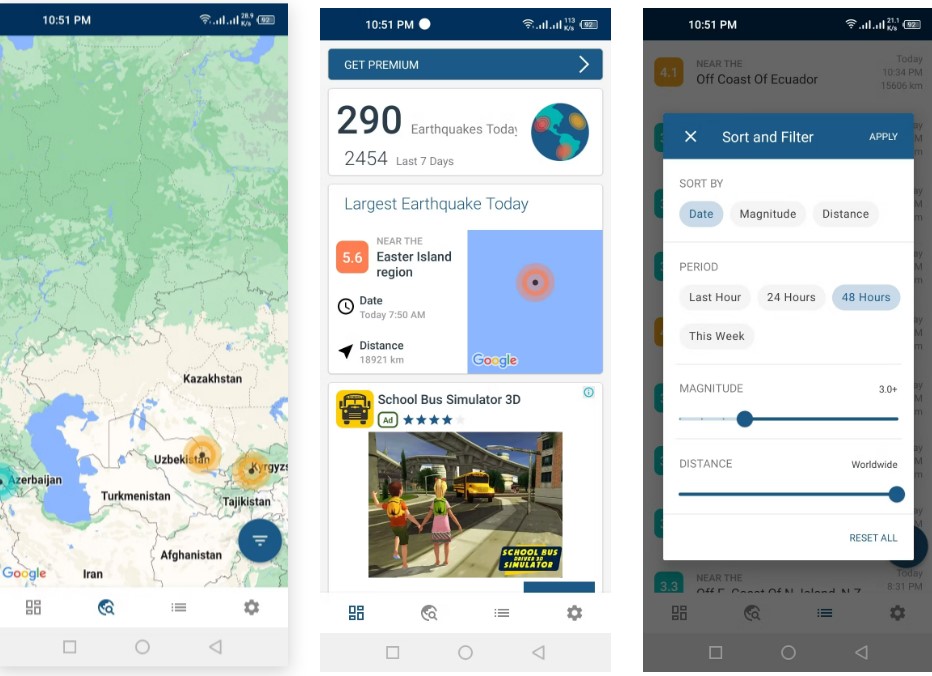 "تطبيقات الزلزال "
