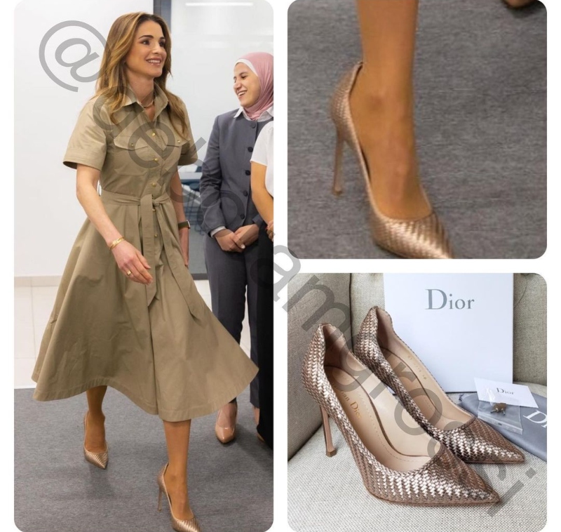 الملكة رانيا تتألق بفستان بيج من CELINE