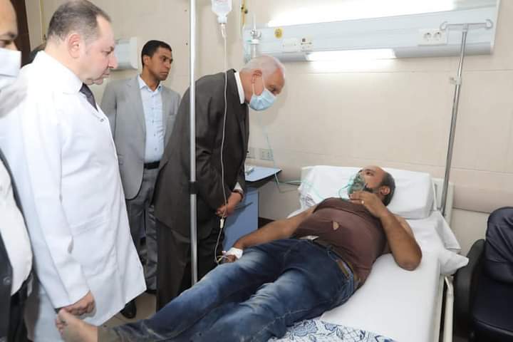 محافظ الجيزة يتفقد مصابي حريق كنيسة أبو سيفين