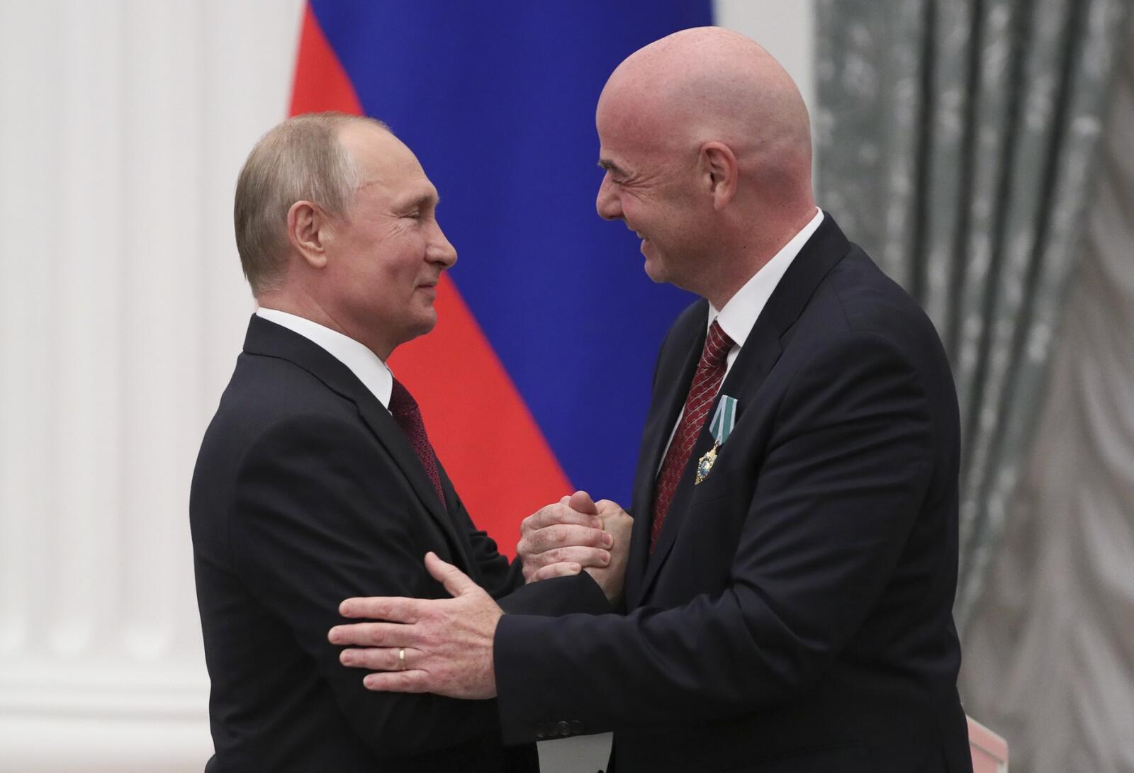 Russian president Vladimir Putin and FIFA president Infantino (Photo: AFP)