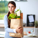 women eat health food"