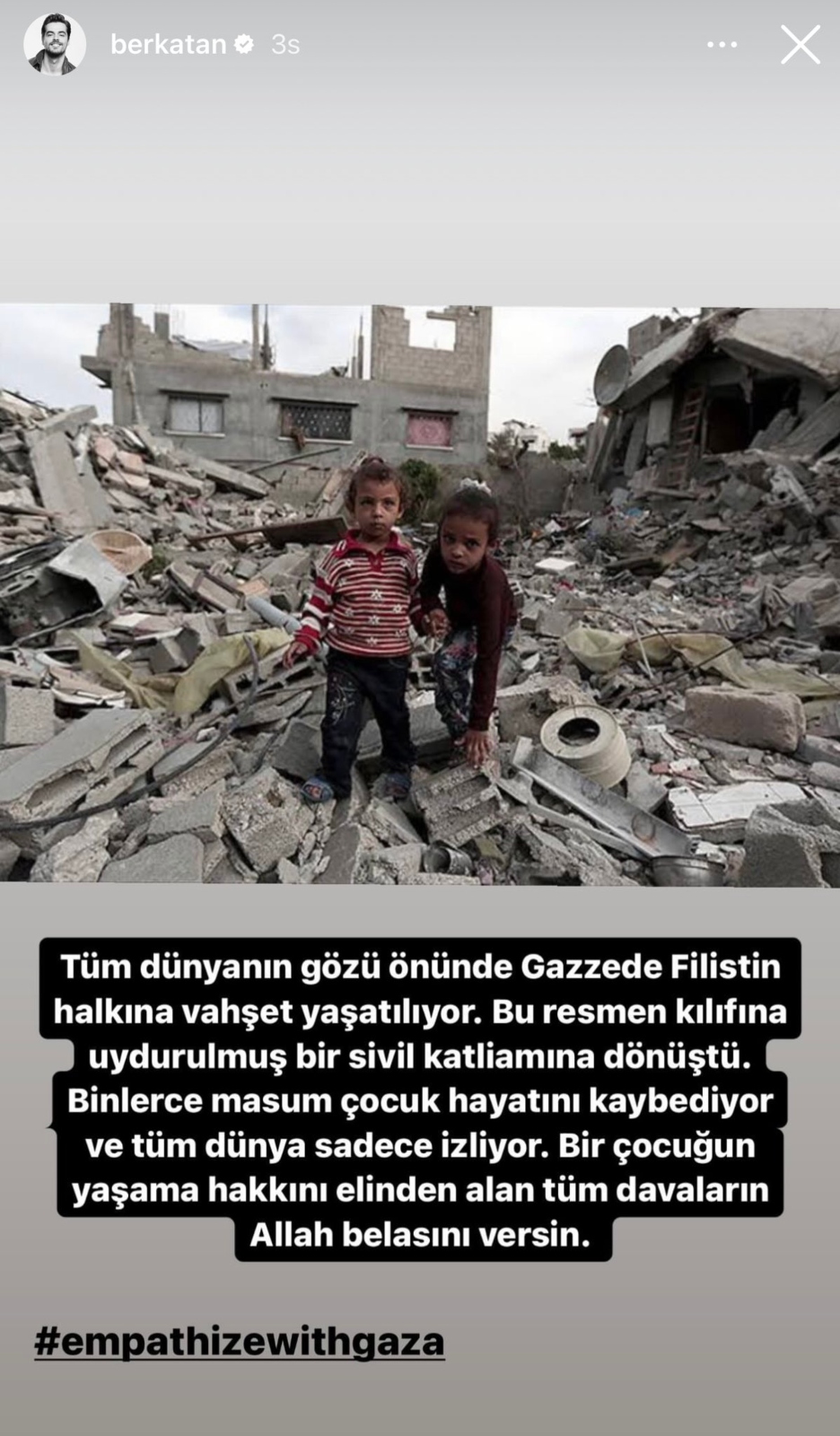 Berk Atan'dan Filistin'e destek