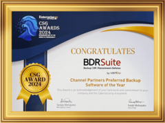 BDRSuite Recognized as “Channel Partners Preferred Backup Software of the Year” at CyberSEC Global Awards 2024