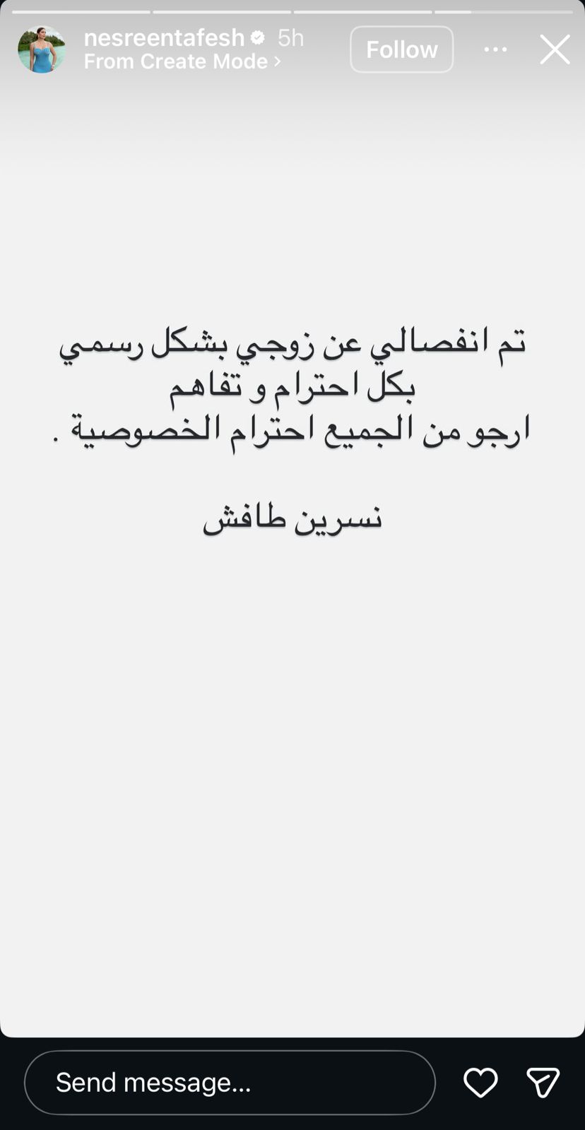 نسرين طافش تعلن طلاقها رسميًا ...إليك التفاصيل 