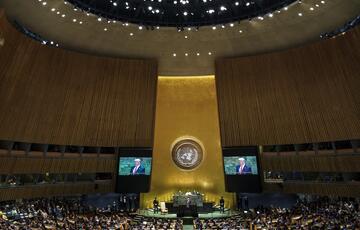 In this file photo taken on September 24, 2019 US President Donald Trump addresses the United Nations General Assembly at UN headquarters in New York City. US President Donald Trump will not attend next week's UN General Assembly gathering in person, his chief of staff told journalists aboard Air Force One on September 17, 2020, according to a pool report. Drew Angerer / GETTY IMAGES NORTH AMERICA / AFP