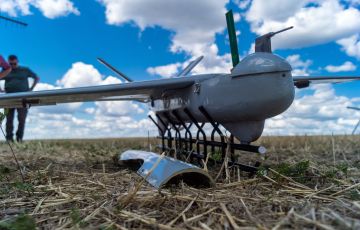 Ukrainian soldier uses a drone in Donbass