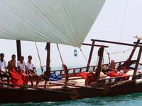 A Kuwaiti diver searches for shells containing pearls during the annual pearl diving season on July 30, 2019 off the coast of the port city of Khairan, 100 kms (62miles) south of Kuwait City Yasser Al-Zayyat / AFP