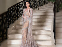 Diana Karazon chose a silver and beige dress for her concert in Jerashs southern theater Source dianakarazonw Instagram