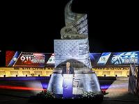 US ambassador to Israel David Friedman gives a speech during a ceremony commemorating the eve of the 18th anniversary of the September 11, 2001 terror attacks in New York City, at the 9/11 Living Memorial Plaza on a hill overlooking Jerusalem AHMAD GHARABLI / AFP