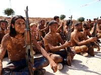 Turkish-backed fighters from al-Mutasim Brigade take part in a training at a camp near the Syrian town of Marea in the northern Aleppo district, on September 12, 2019. Nazeer Al-khatib / AFP