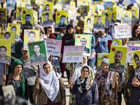 Syrian Kurds demonstrate in front of the United Nations offices in the Kurdish-majority city of Qamishli in northeast Syria on October 2, 2019 over their exclusion from the UN-backed constitutional committee. Delil SOULEIMAN / AFP