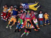 Clowns pose for a picture during the International Clown Day in Guadalajara, Mexico, on December 10, 2019. ULISES RUIZ / AFP