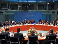 A general view shows participants attending the Peace summit on Libya at the Chancellery in Berlin on January 19, 2020. World leaders gather in Berlin on January 19, 2020 to make a fresh push for peace in Libya, in a desperate bid to stop the conflict-wracked nation from turning into a "second Syria". AFP