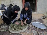 A Palestinian woman sifts lightly roasted wheat, harvested before maturity (freekeh), in Khan Yunis in the southern Gaza Strip on April 22, 2020, before being prepared to be used in a soup during the Muslim holy month of Ramadan which begins later in the week. From cancelled iftar (fast breaking) feasts to suspended mosque prayers, Muslims across the Middle East are bracing for a bleak month of Ramadan fasting as the threat of the COVID-19 pandemic lingers. The holy Muslims fasting month of Ramadan is a per