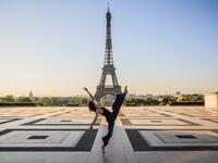 Syrian dancer and choreographer Yara al-Hasbani performs a dance on the empty Trocadero square in front of the Eiffel tower in Paris on April 22, 2020, on the 37th day of a strict lockdown in France to stop the spread of COVID-19 (novel coronavirus). Yara al-Hasbani was putting the finishing touches to her make-up for a performance of "Romeo and Juliet" in Damascus when she found out her father had been tortured to death. Sameer Al-DOUMY / AFP