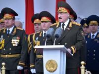 Belarus' President Alexander Lukashenko gives a speech during a military parade to mark the 75th anniversary of the Soviet Union's victory over Nazi Germany in World War Two, Minsk, May 9, 2020. Sergei GAPON / POOL / AFP