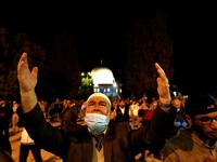 Palestinian Muslim worshippers pray at the al-Aqsa mosque compound, in Jerusalem's Old City on May 31, 2020, after a two-month closure due to the COVID-19 pandemic. Ahmad GHARABLI / AFP