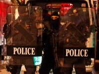 Riot police prepare to disperse pro-democracy protesters in Bangkok on October 15, 2020, after the government declared a state of emergency following an anti-government rally the previous day. STR / AFP