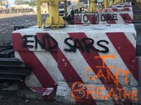 A general view of a deserted toll-gate after10 days of occupation by protesters in Nigeria on October 21, 2020, after the security forces opened fire on a peaceful sit-in protest on October 20, 2020 in which Amnesty International said several people were killed. Witnesses said gunmen opened fire on a crowd of over 1,000 people on the evening of October 20, 2020, to disperse them after a curfew was imposed to end spiraling protests over police brutality and deep-rooted social grievances. SOPHIE BOUILLON / AF