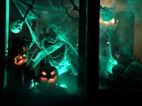 The window of a home is decorated for Halloween in east London on October 31, 2020. DANIEL LEAL-OLIVAS / AFP