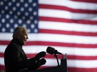 Democratic Presidential candidate and former US Vice President Joe Biden speaks during a Drive-In Rally at Heinz Field in Pittsburgh, Pennsylvania, on November 2, 2020. JIM WATSON / AFP