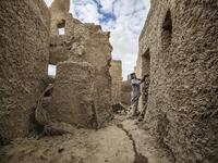 After it was worn away by erosion, and then torrential rains in 1926, the European Union and Egyptian company Environmental Quality International (EQI) from 2018 sought to restore the building, at a cost of over $600,000.  Khaled DESOUKI / AFP