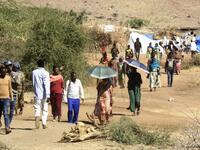Ethiopian refugees who fled the fighting in Tigray Region are pictured at Umm Rakuba camp in eastern Sudan's Gedaref State, on November 30, 2020. ASHRAF SHAZLY / AFP