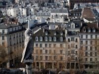 A bird statue is seen at the Notre-Dame de Paris Cathedral 