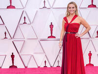 Reese Witherspoon championed a Red Halter-Neck Gown 