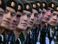 Russian servicemen gather at Red Square in Moscow 