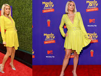Paris Wears sunny dress for the red carpet 