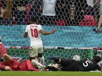 England's forward Raheem Sterling scores England's opening goal during the UEFA EURO 2020 round of 16 football match between England and Germany at Wembley Stadium in London on June 29, 2021. (Photo: AFP)