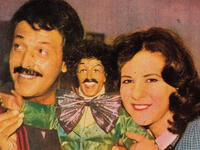 Samir Ghanem and Dalal Abdel Aziz with fictional character Fatouta