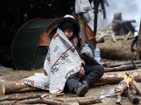 Migrants near the Belarus-Polish border