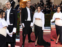 Kourtney Kardashian and Travis Barker in Thom Browne.