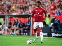 Marcus Rashford #10 of Manchester United plays against Liverpool during their pre-season friendly match at Williams-Brice Stadium on August 03, 2024 in Columbia, South Carolina. Jacob Kupferman/Getty Images/AFP (Photo by Jacob Kupferman / GETTY IMAGES NORTH AMERICA / Getty Images via AFP)