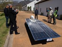 The Innoptus car, which featured a flat surface adorned with photovoltaic panels and a sleek white exterior, impressed judges with its efficiency and speed. 