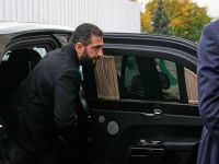 Syrian interim president Ahmed al-Sharaa arrives at the Grand Kremlin Palace for his meeting with Russian President in Moscow on October 15, 2025. (Photo by Pavel Bednyakov / POOL / AFP) al sharaa