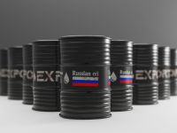 براميل نفط روسية ترمز إلى قطاع الطاقة وإنتاج النفط في روسيا